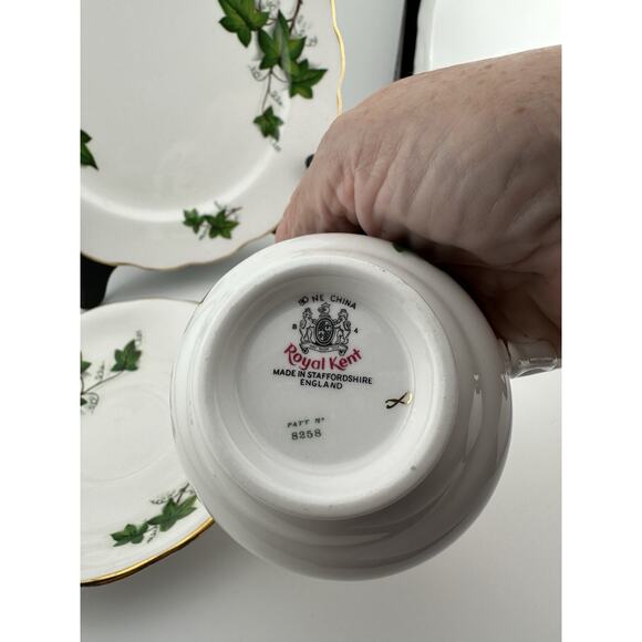 Royal Kent "Green Ivy" Tea Trio Set Made in Staffordshire England Bone China - Picture 6 of 8